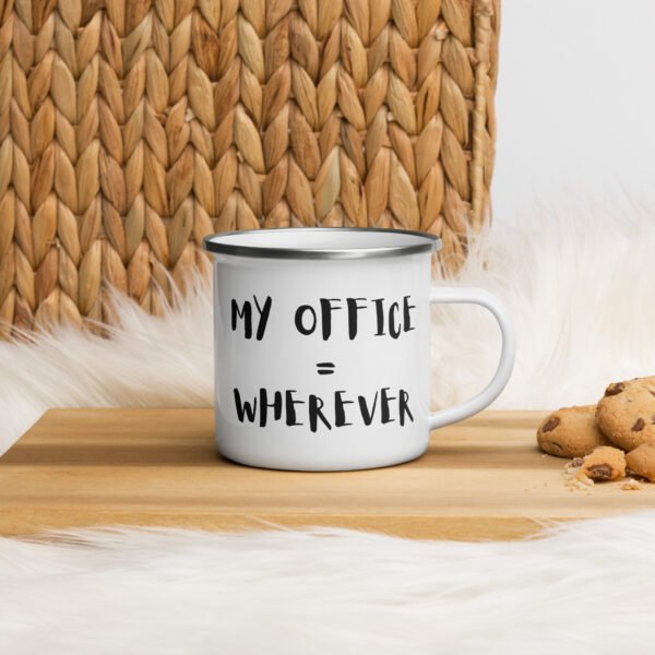 enamel-mug-white-12-oz-right-68dfcd9778d52.jpg Enamel Mug (My Office = Wherever)