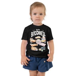 toddler-staple-tee-black-front-68ef6554a3856.jpg Little Bitcoineta Tee