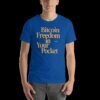 unisex-staple-t-shirt-true-royal-front-68e14a25cd51f.jpg Bitcoin T-shirt (Bitcoin Freedom in your Pocket)